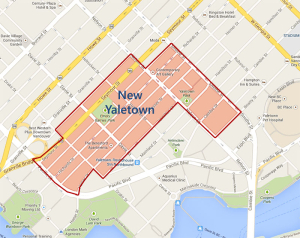 Map showing New Yaletown's location